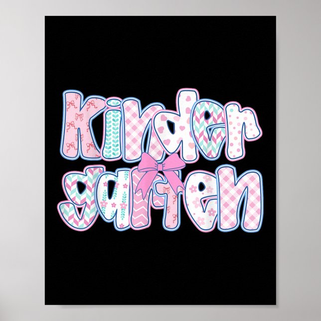 Preppy Kindergarten Teacher Team Bow Back To Schoo Poster (Front)