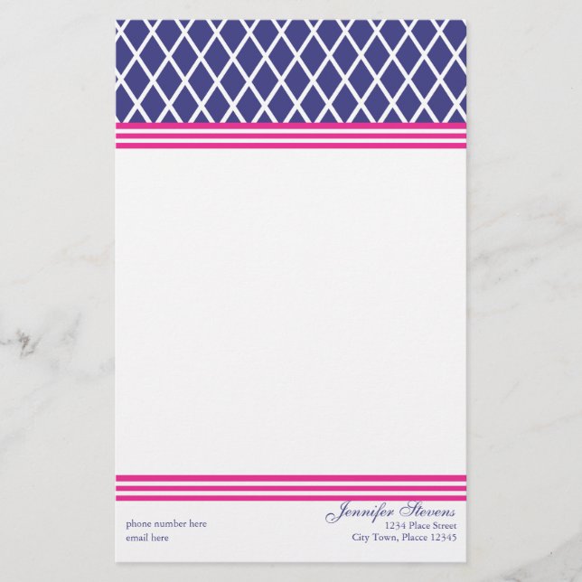 Preppy Lattice Stationery (Front)