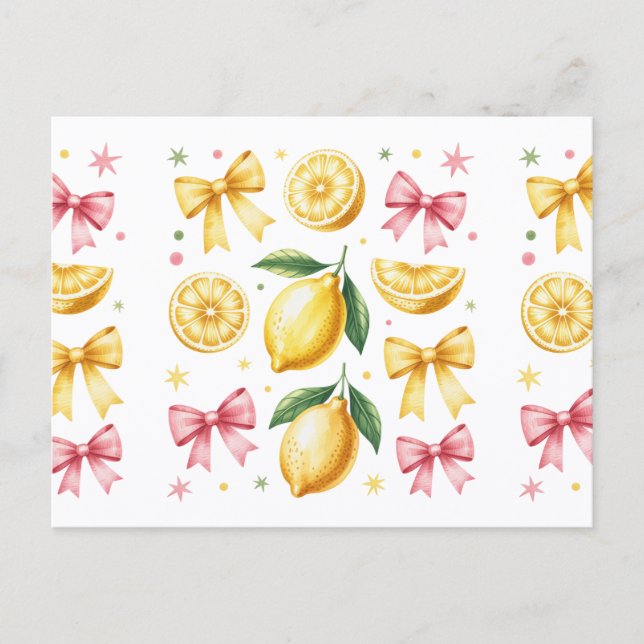Preppy Lemons and Ribbons Summer Vibes Postcard (Front)