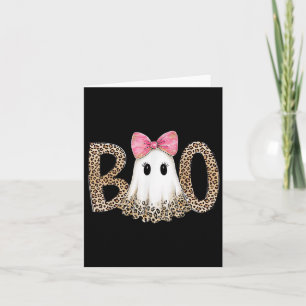 Preppy Leopard Ghost Boo Halloween Card
