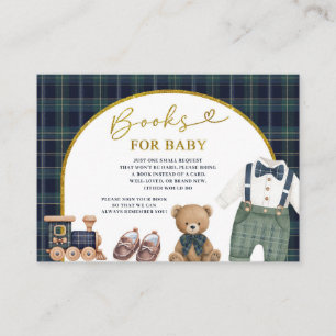Preppy little gentleman Baby Shower Books for Baby Enclosure Card