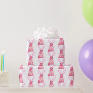 Preppy Little Pink Bow Baby Shower Girl Rabbit Wrapping Paper