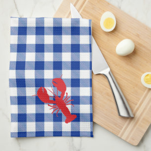 Preppy Lobster Bake Buffalo Plaid Grill Cook Tea Towel