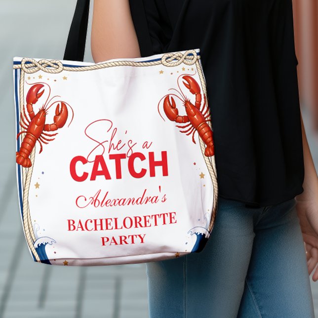 Preppy Lobster Seaside Bachelorette Party Tote Bag (Creator Uploaded)