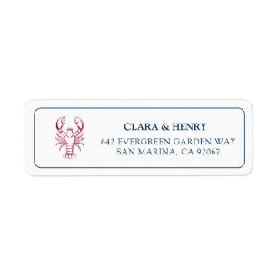 Preppy Lobster Wedding Return Address Label