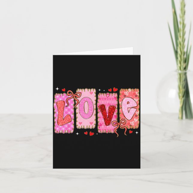 Preppy Love Valentine Nk Coquette Bow Girl Women K Card (Front)