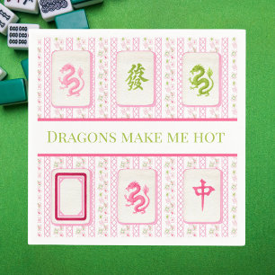 Preppy Mahjong Dragons Make Me Hot Funny Napkin