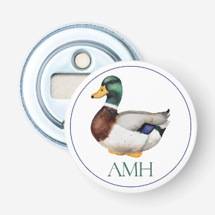 Preppy Mallard Duck Monogram Bottle Opener