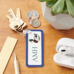 Preppy Mallard Duck Monogram Key Ring