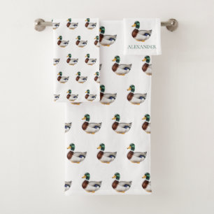 Preppy Mallard Duck Personalised Bath Towel Set