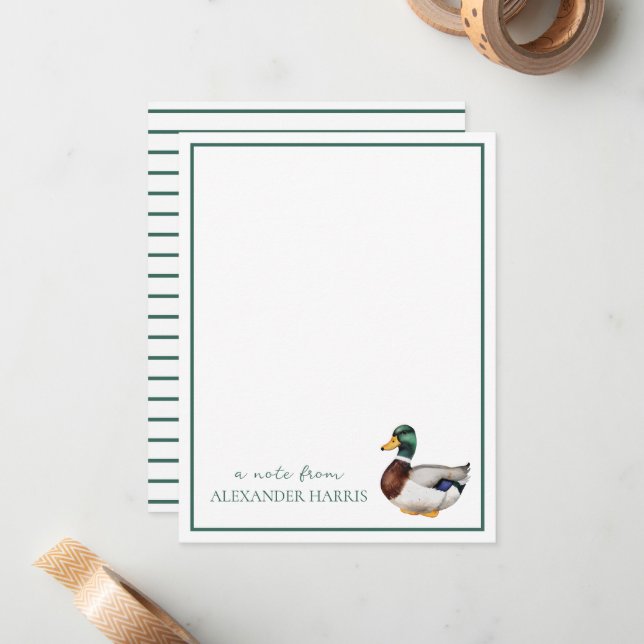 Preppy Mallard Duck Personalised Card (Front/Back In Situ)