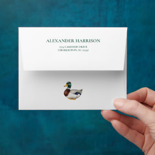Preppy Mallard Duck Personalised Envelope
