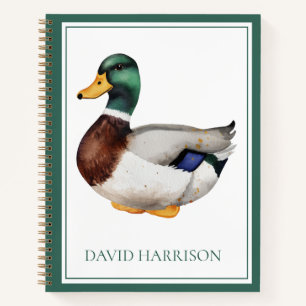 Preppy Mallard Duck Personalised Notebook