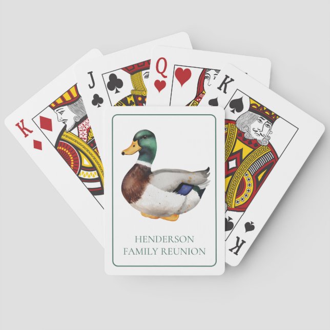 Preppy Mallard Duck Personalised Playing Cards (Back)