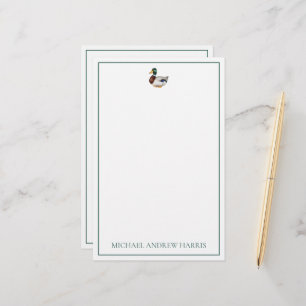 Preppy Mallard Duck Personalised Stationery
