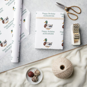Preppy Mallard Duck Personalised Wrapping Paper