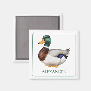 Preppy Mallard Duck Personalized Magnet
