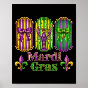 Preppy Mardi Gras Coquette Bow Crawfish Girl Women Poster
