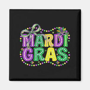 Preppy Mardi Gras Coquette Bow Cute Women Girls Ma Magnet