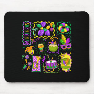 Preppy Mardi Gras Jester Hat Mask King Cake Carniv Mouse Pad