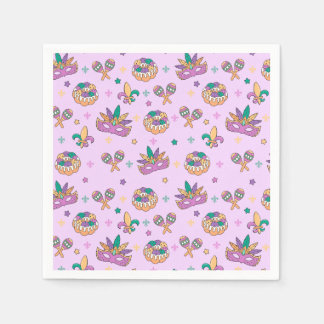 Preppy Mardi Gras King Cake Party Napkins