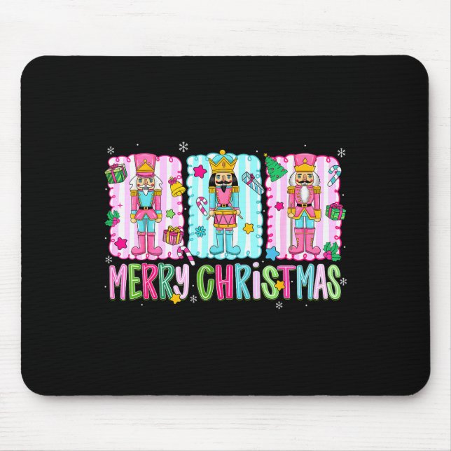 Preppy Merry Christmas Cute Nk Nutcracker Girl Wom Mouse Pad (Front)