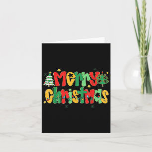Preppy Merry Christmas Lights Retro Coquette Xmas Card