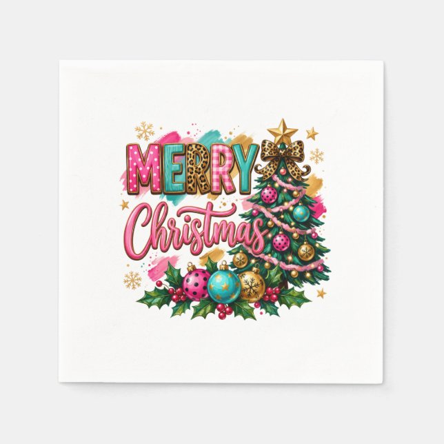 Preppy Merry Christmas Napkin (Front)