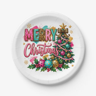 Preppy Merry Christmas Paper Plate