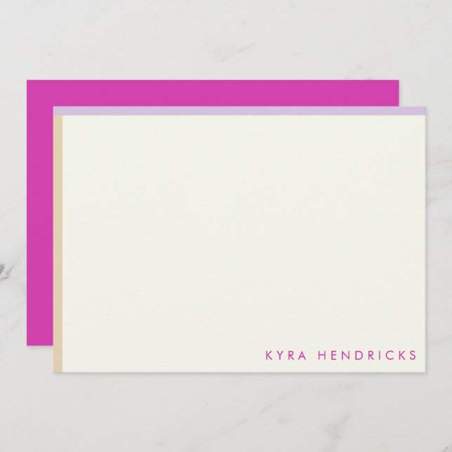 Preppy Mod Stripe Flat Note Card (Front/Back)