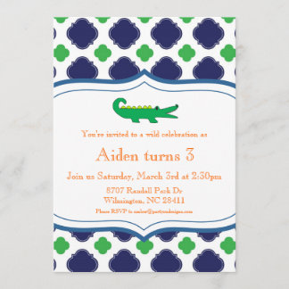 Preppy Modern Alligator Invitation Nautical Beach