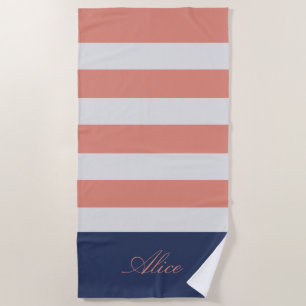 Preppy Monogram Beach Towel