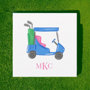 Preppy Monogram Blue Personalised Golf Cart Card