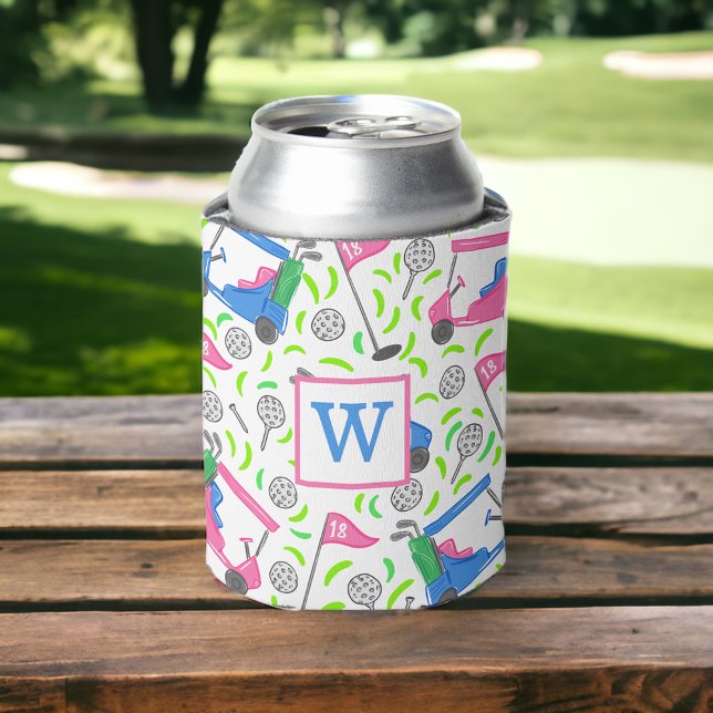 Preppy Monogram Golf Can Cooler (Creator Uploaded)