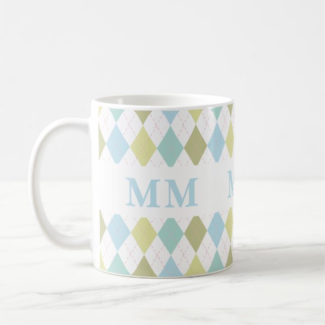 Preppy Monogram Initial  Coffee Mug (Left)
