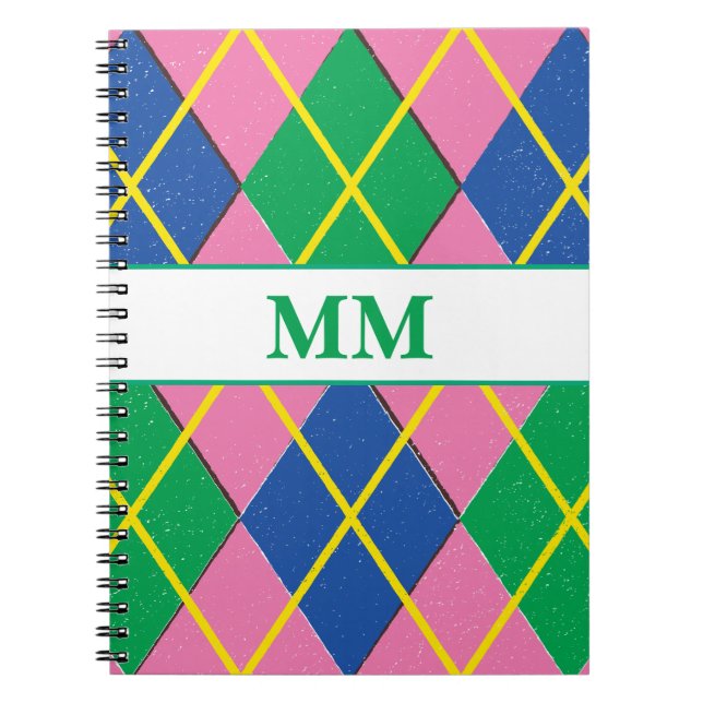 Preppy Monogram Initial  Notebook (Front)