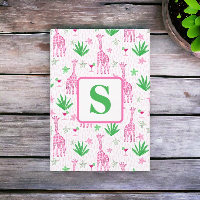 Preppy Monogram Mini Giraffes Cosmopolitans Grass  Thank You Card (Creator Uploaded)