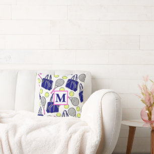 Preppy Monogram Tennis Navy Cushion