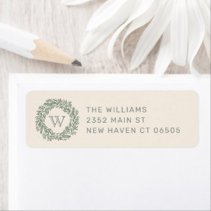 Preppy Monogram Wreath Return Address Label