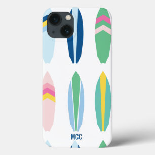 Preppy Multi Pattern Surfboards Personalised iPhone 13 Case