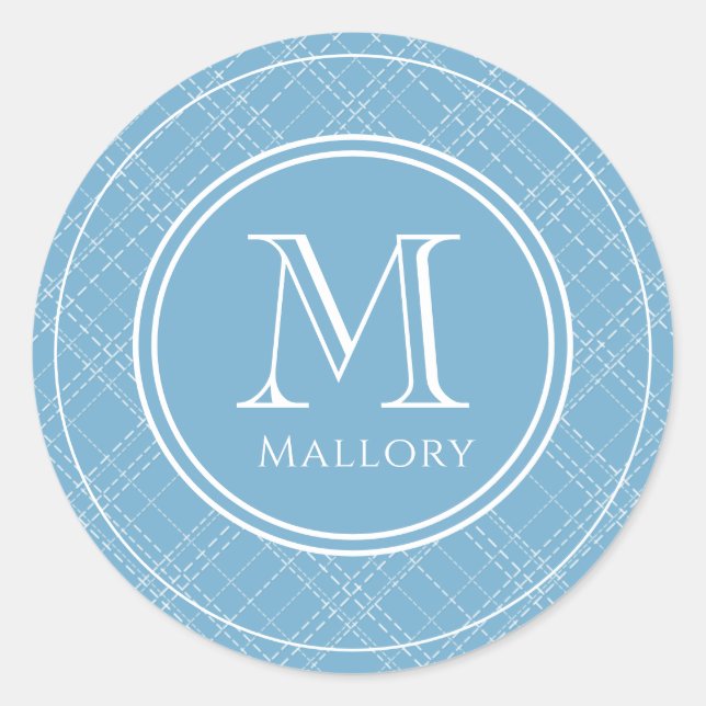 Preppy Name & Initial Monogram Laptop Sticker (Front)