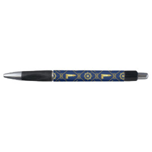 Preppy Nautical Gold Blue Lighthouse Sailboat