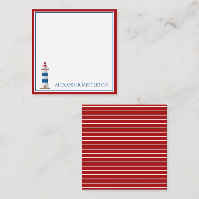Preppy Nautical Lighthouse Personalised Card (Front/Back)