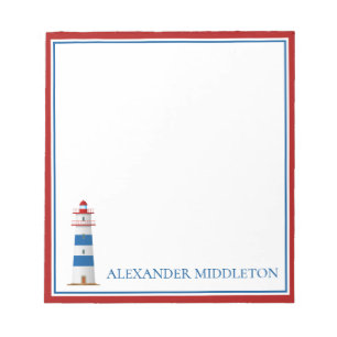Preppy Nautical Lighthouse Personalised Notepad