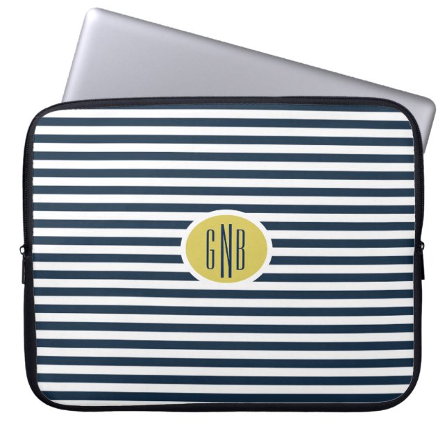 Preppy Nautical Monogram Computer Sleeve (Front)