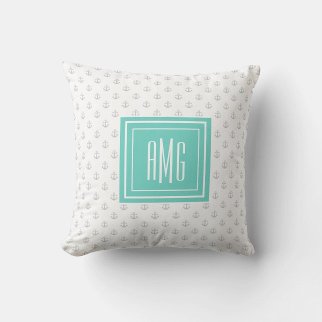 Preppy Nautical ⎢MonogramThrow Pillow (Front)