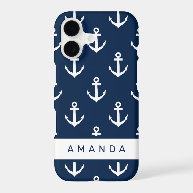 Preppy nautical navy blue anchor pattern custom (Back)