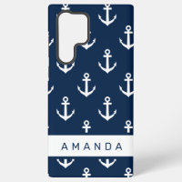 Preppy nautical navy blue anchor pattern custom