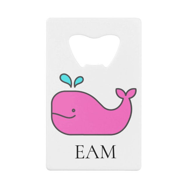 Preppy Nautical Pink and Aqua Whale Monogram (Front)