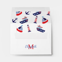 Preppy Nautical Sailboats Monogram